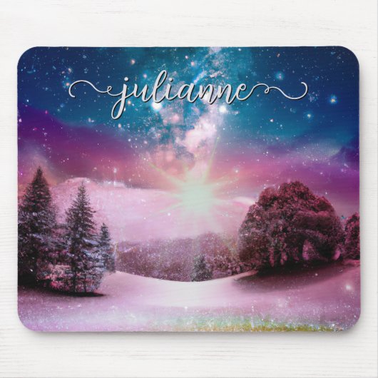 Winter Fantasy Starlandschaft mit Namen Mousepad (Vorne)