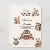 Winter Farm Animals Weihnachtsdusche Einladung (Vorderseite)