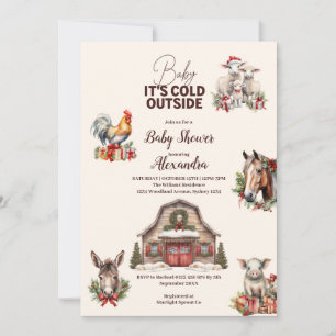 Winter Farm Animals Weihnachtsdusche Einladung