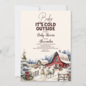 Winter Farm Animals Weihnachtsdusche Einladung (Vorderseite)