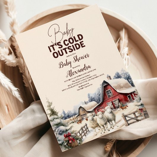Winter Farm Animals Weihnachtsdusche Einladung