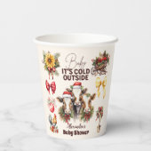 Winter Farm Animals Weihnachtsdusche Pappbecher (Rückseite)