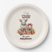 Winter Farm Animals Weihnachtsdusche Pappteller (Vorderseite)