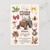 Winter Farm Animes Weihnachts Baby Diapper Raffle Begleitkarte (Vorderseite)