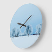 Winter Farm Große Wanduhr (Winkel)