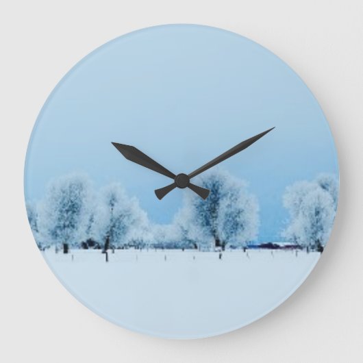 Winter Farm Große Wanduhr (Vorderseite)