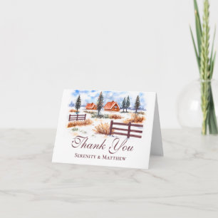 Winter Farm Scheune Landhochzeit Danke