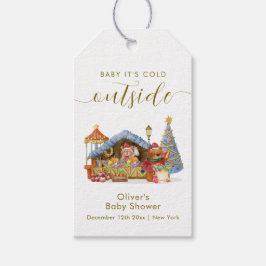 Winter Farmer Market Teddy Bear Baby Shower  Geschenkanhänger