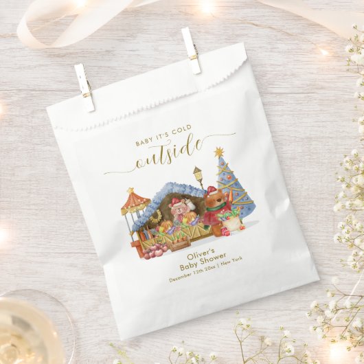 Winter Farmer Market Teddy Bear Baby Shower  Geschenktütchen (Ausgeschnitten)