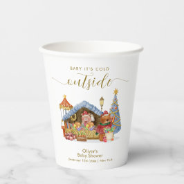 Winter Farmer Market Teddy Bear Baby Shower Pappbecher