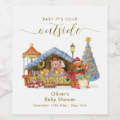 Winter Farmer Market Teddy Bear Baby Shower  Weinetikett (Einzelnes Label)