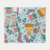 Winter Fashion Doodle Sketch Muster Fleecedecke (Vorderseite (Horizontal))