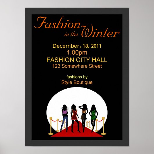 Winter Fashion Show Designer Black and Red Posters Poster (Vorne)
