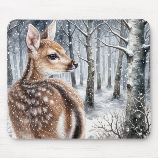 Winter Fauna in einem Wald Mousepad (Vorne)