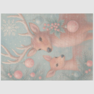 Winter Fawns – Pastel Woodland Christmas Decoupage Seidenpapier
