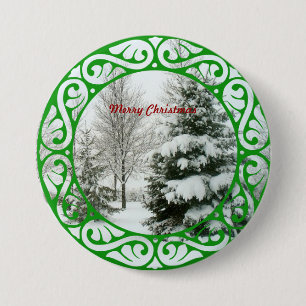 Winter Fir Trees Button