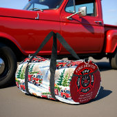 Winter Fire Truck Holiday Personalized Duffle Bag