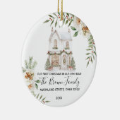 Winter First Christmas In New Home White Floral Keramik Ornament (Rechts)