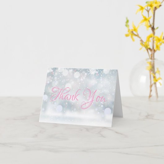 Winter First Snowflakes Script Vielen Dank Karte (Gelbe Blume)