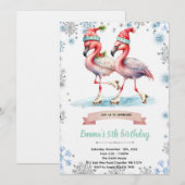 Winter-Flamingo-Eislauf-Einladung Einladung (Vorne/Hinten)