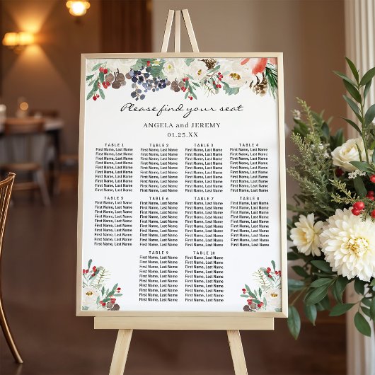 Winter Floral 10 Tische Hochzeitskarte Poster