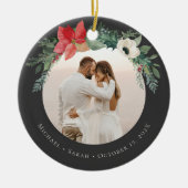 Winter Floral Arch Frohe Weihnachtsfeier Foto Keramik Ornament (Vorne)