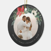 Winter Floral Arch Frohe Weihnachtsfeier Foto Keramik Ornament (Links)