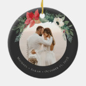 Winter Floral Arch Frohe Weihnachtsfeier Foto Keramik Ornament (Hinten)