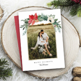 Winter Floral Arch Happy Holidays Foto Feiertagskarte