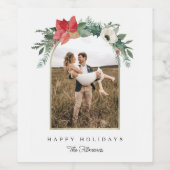 Winter Floral Arch Happy Holidays Foto Weinetikett (Einzelnes Label)