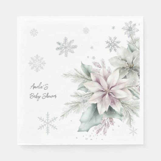 Winter Floral Baby Dusche Serviette (Vorderseite)