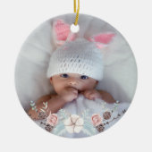 Winter Floral Baby's First Christmas Foto Keramik Ornament (Vorne)
