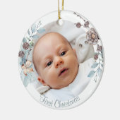Winter Floral Baby's First Christmas Foto Keramik Ornament (Links)
