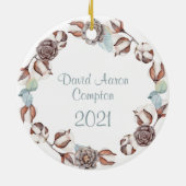 Winter Floral Baby's First Christmas Foto Keramik Ornament (Hinten)