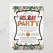 Winter Floral Berries Feiertag Einladung (Vorne/Hinten)