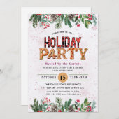 Winter Floral Berries Feiertag Einladung (Vorne/Hinten)