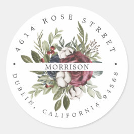 Winter floral | Boho Botanische Rücksendeadresse Runder Aufkleber