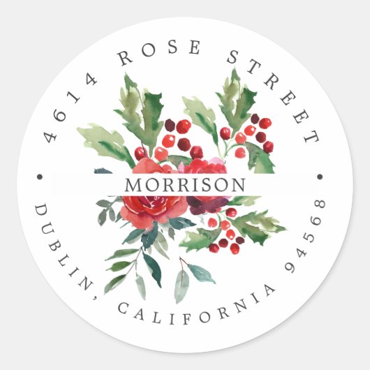 Winter floral | Boho Botanische Rücksendeadresse Runder Aufkleber (Vorderseite)