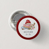 Winter Floral Books Mother To Be Baby Shower Button (Vorne & Hinten)