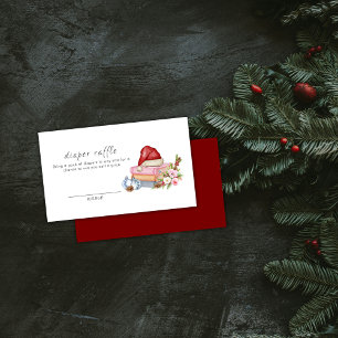 Winter Floral Books Windel-Raffle Baby Shower Begleitkarte