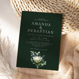 Winter Floral Bouquet Protea Wedding Einladung