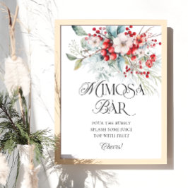 Winter Floral Brautparty Mimosa Bar Poster