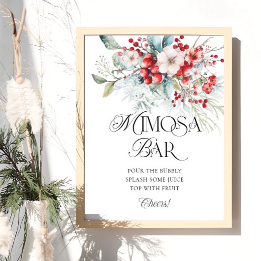 Winter Floral Brautparty Mimosa Bar Poster