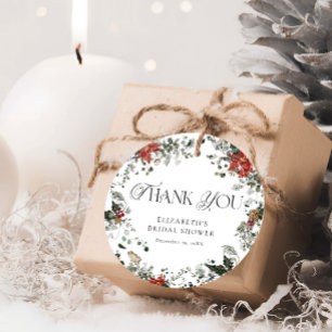 Winter Floral Brautparty Vielen Dank Geschenkanhänger