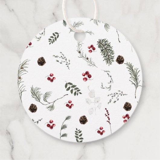 Winter Floral Brautparty Vielen Dank Geschenkanhänger (Rückseite)