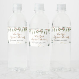 Winter Floral Brautparty Wasserflasche Wasserflaschenetikett