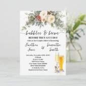 Winter Floral Bubbles & Brause-Dusche Einladung (Stehend Vorderseite)