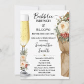 Winter Floral Bubbles Brunch & Bloom Bridal Shower Einladung (Vorderseite)