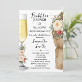 Winter Floral Bubbles Brunch & Bloom Bridal Shower Einladung (Stehend Vorderseite)