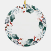 Winter Floral Burgundy Personalisiert Girl Baptiss Keramik Ornament (Hinten)